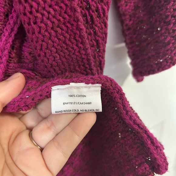 Eileen Fisher Purple Knit Open-Front Cardigan - Picture 3 of 8